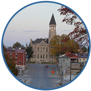 View of the west side of the historic Washington County Courthouse.